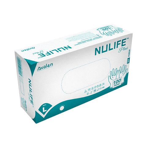 GUANTES DE EXAMEN DE VINILO NULIFE PLUS TALLA L CAJA X 100 UNIDADES