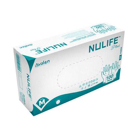 GUANTES DE EXAMEN DE VINILO NULIFE PLUS TALLA M CAJA X 100 UNIDADES